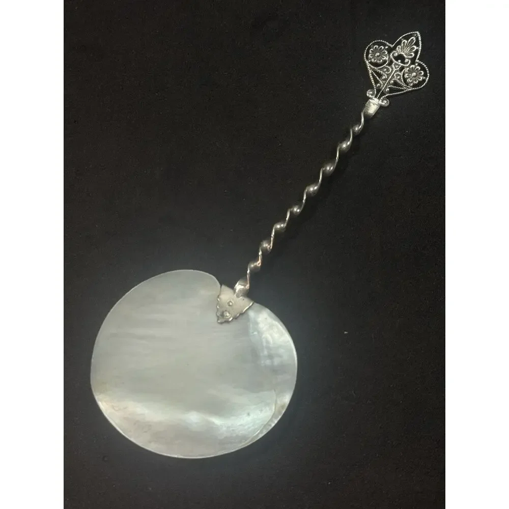 Mother Of Pearl Sterling Silver Handle Caviar Server